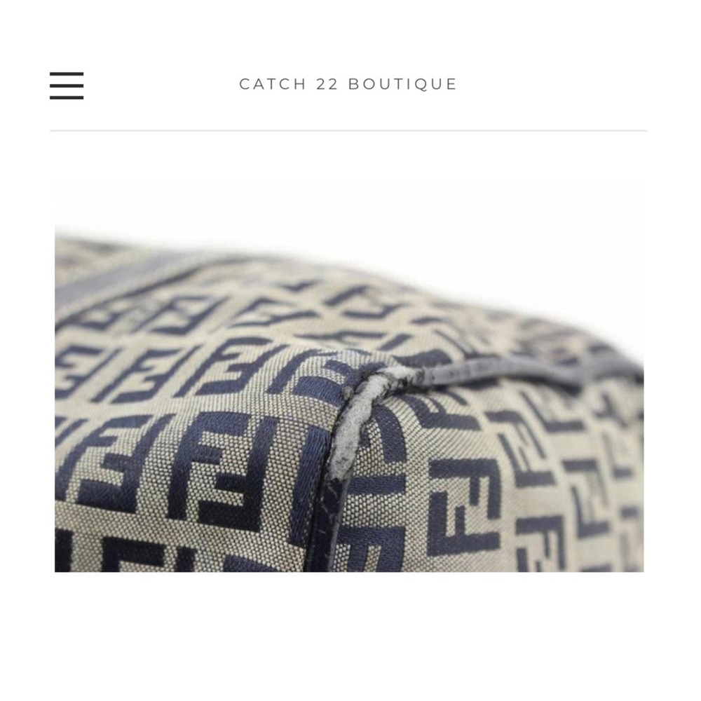 *SOLD* FENDI Blue Zucchino Canvas Forever Bauletto Boston Bag - Picture 6 of 9